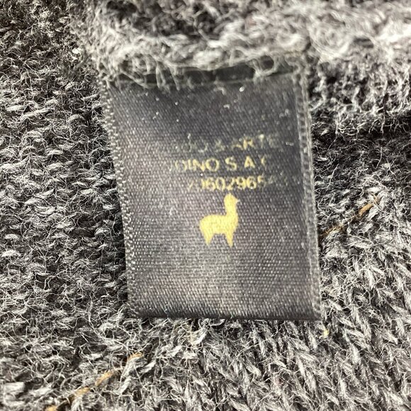 Ecologic Arts Women's Alpaca Aztec Fringe Hooded Sweater Southwestern Gray Sz M - Picture 2 of 8